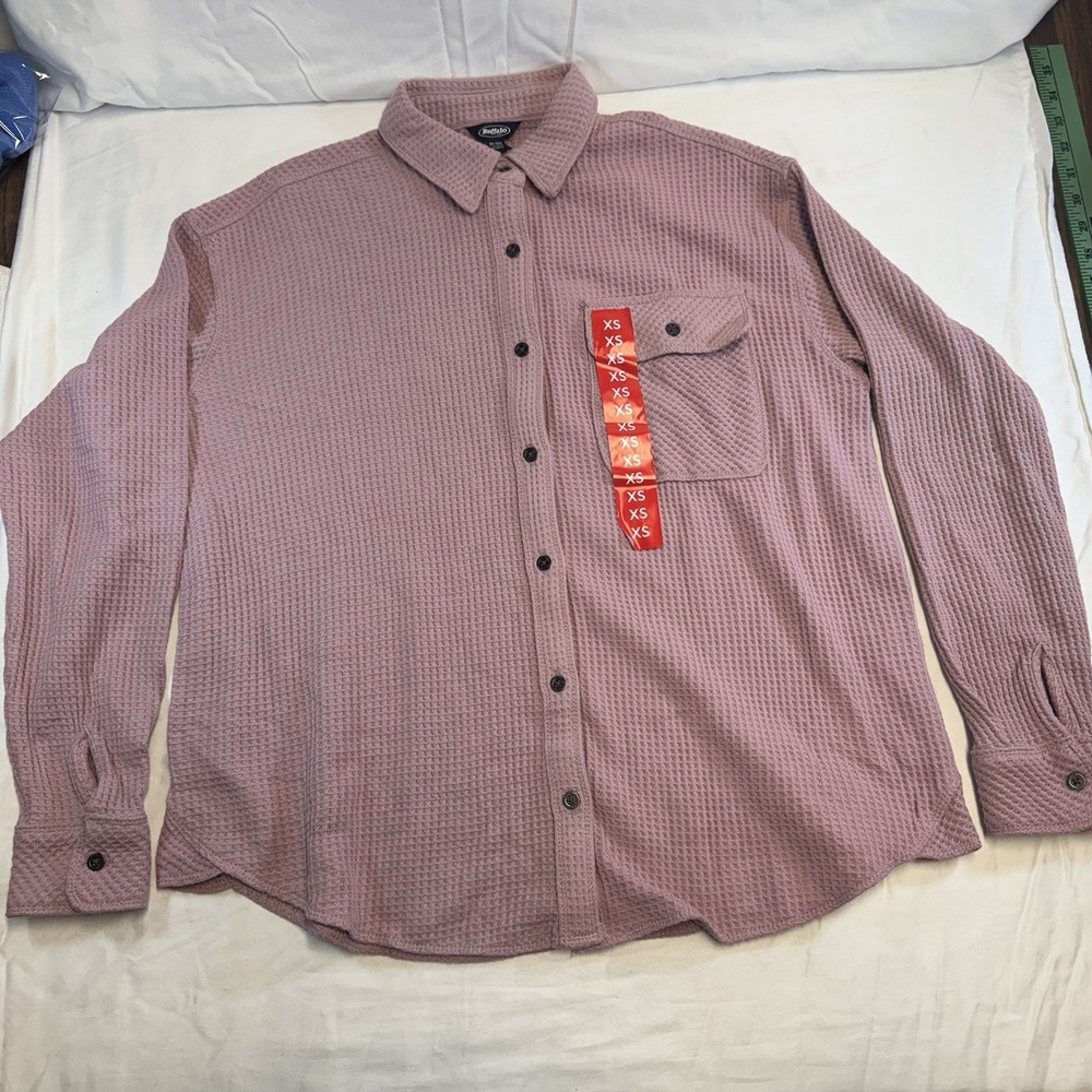 Lovely Women's Buffalo  Waffle Button-Down Top Size XS. Color Midday Rose